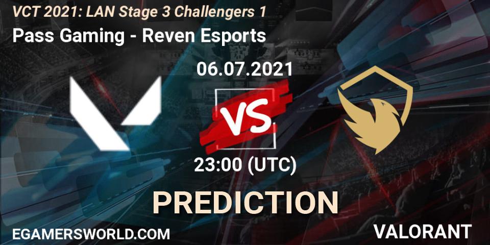 Pronósticos Pass Gaming - Reven Esports. 06.07.2021 at 23:00. VCT 2021: LAN Stage 3 Challengers 1 - VALORANT