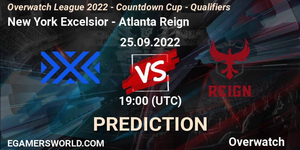 Pronósticos New York Excelsior - Atlanta Reign. 25.09.2022 at 19:00. Overwatch League 2022 - Countdown Cup - Qualifiers - Overwatch