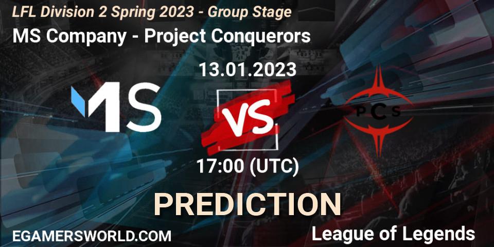 Pronósticos MS Company - Project Conquerors. 13.01.23. LFL Division 2 Spring 2023 - Group Stage - LoL