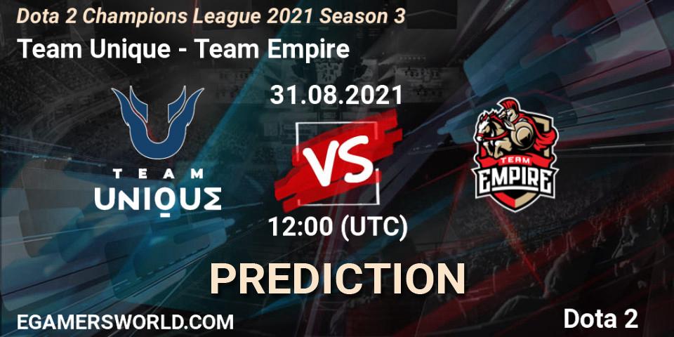 Pronósticos Team Unique - Team Empire. 31.08.21. Dota 2 Champions League 2021 Season 3 - Dota 2