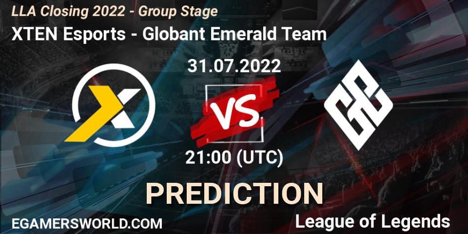 Pronósticos XTEN Esports - Globant Emerald Team. 31.07.22. LLA Closing 2022 - Group Stage - LoL