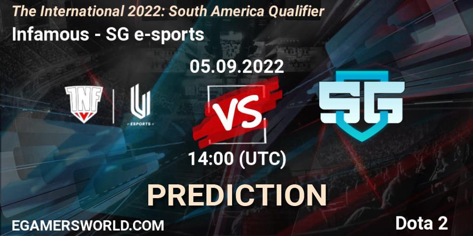 Pronósticos Infamous - SG e-sports. 05.09.22. The International 2022: South America Qualifier - Dota 2