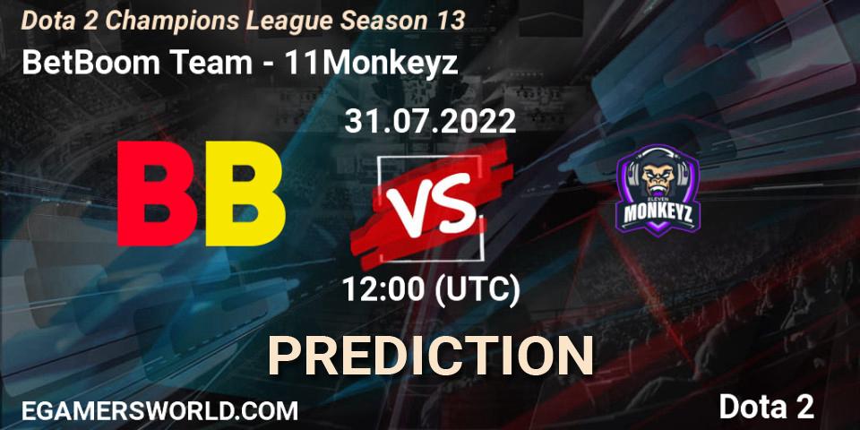 Pronósticos BetBoom Team - 11Monkeyz. 31.07.2022 at 12:00. Dota 2 Champions League Season 13 - Dota 2