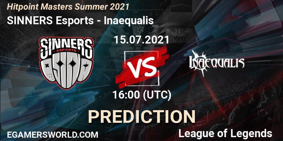 Pronósticos SINNERS Esports - Inaequalis. 15.07.2021 at 16:00. Hitpoint Masters Summer 2021 - LoL