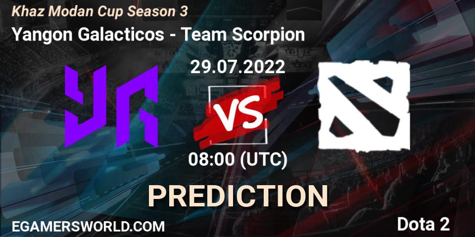 Pronósticos Yangon Galacticos - Team Scorpion. 29.07.2022 at 07:53. Khaz Modan Cup Season 3 - Dota 2