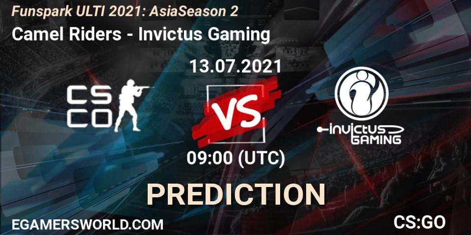 Pronósticos Camel Riders - Invictus Gaming. 13.07.2021 at 10:00. Funspark ULTI 2021: Asia Season 2 - Counter-Strike (CS2)