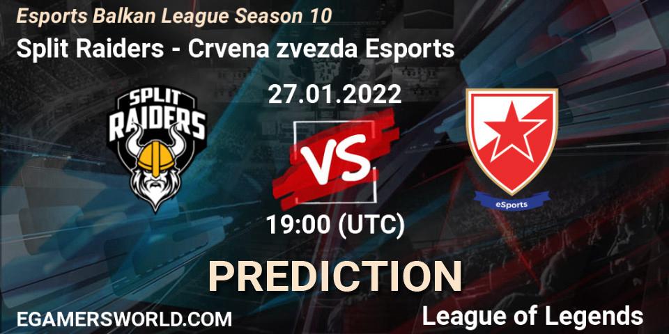 Pronósticos Split Raiders - Crvena zvezda Esports. 01.02.2022 at 19:00. Esports Balkan League Season 10 - LoL