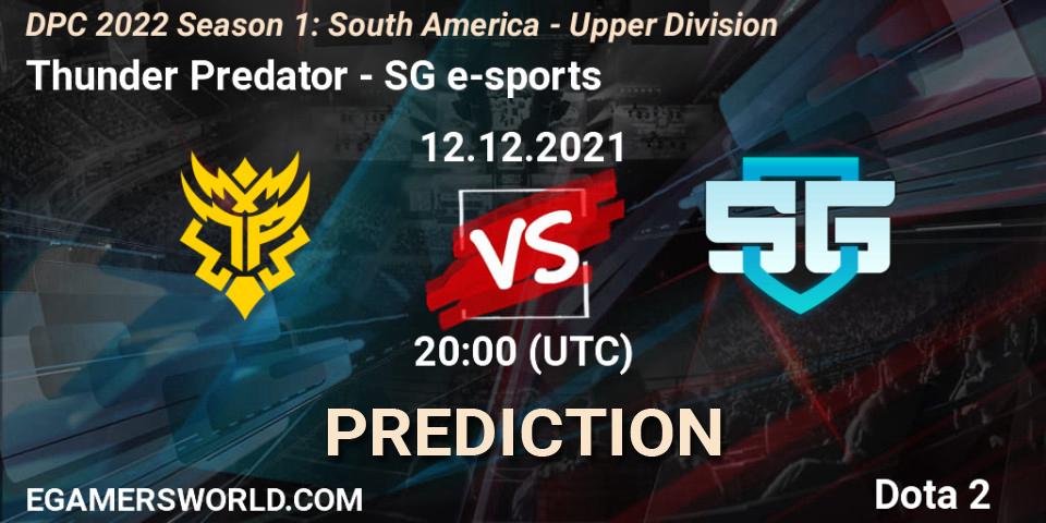 Pronósticos Thunder Predator - SG e-sports. 12.12.21. DPC 2022 Season 1: South America - Upper Division - Dota 2
