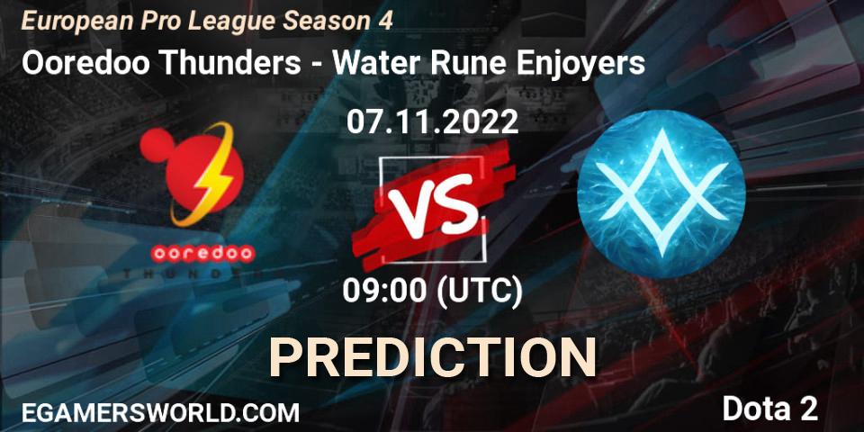 Pronósticos Ooredoo Thunders - Water Rune Enjoyers. 07.11.2022 at 10:08. European Pro League Season 4 - Dota 2