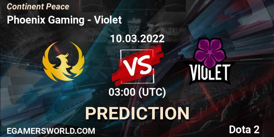 Pronósticos Phoenix Gaming - Violet. 10.03.2022 at 04:16. Continent Peace - Dota 2