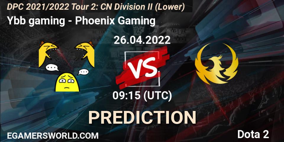 Pronósticos Ybb gaming - Phoenix Gaming. 26.04.22. DPC 2021/2022 Tour 2: CN Division II (Lower) - Dota 2