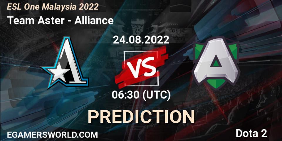 Pronósticos Team Aster - Alliance. 24.08.2022 at 06:35. ESL One Malaysia 2022 - Dota 2