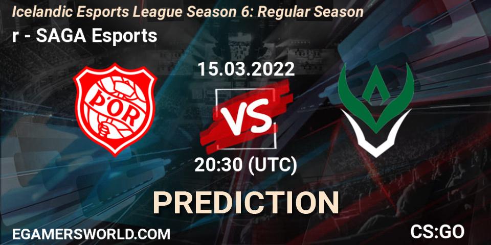 Pronósticos Þór - SAGA Esports. 15.03.2022 at 20:30. Icelandic Esports League Season 6: Regular Season - Counter-Strike (CS2)