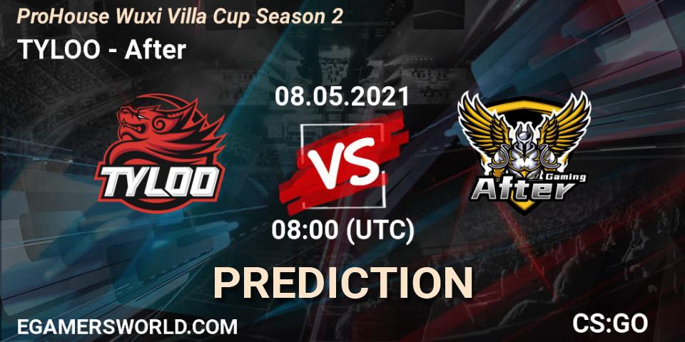 Pronósticos TYLOO - After. 08.05.2021 at 08:45. ProHouse Wuxi Villa Cup Season 2 - Counter-Strike (CS2)