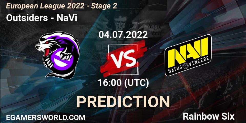Pronósticos Outsiders - NaVi. 04.07.2022 at 16:00. European League 2022 - Stage 2 - Rainbow Six