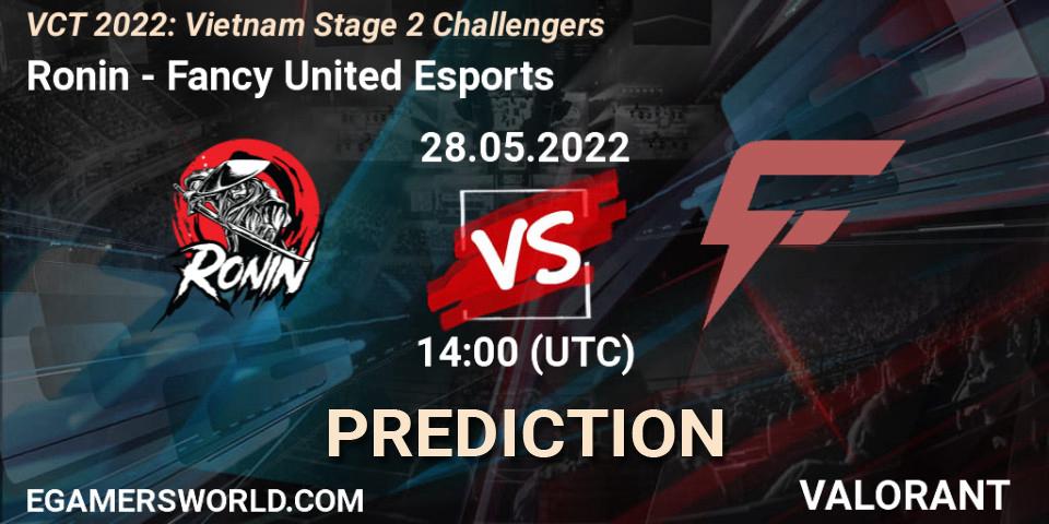 Pronósticos Ronin - Fancy United Esports. 28.05.2022 at 14:30. VCT 2022: Vietnam Stage 2 Challengers - VALORANT