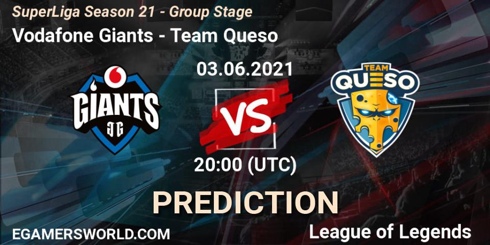 Pronósticos Vodafone Giants - Team Queso. 03.06.2021 at 20:15. SuperLiga Season 21 - Group Stage - LoL