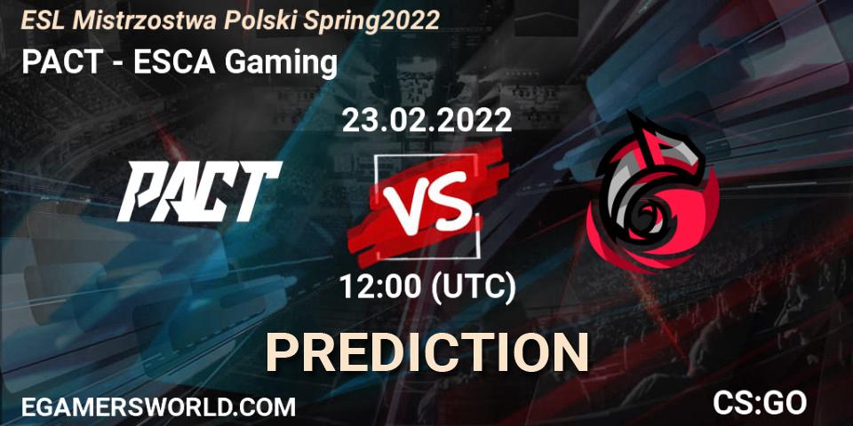 Pronósticos PACT - ESCA Gaming. 23.02.22. ESL Mistrzostwa Polski Spring 2022 - CS2 (CS:GO)