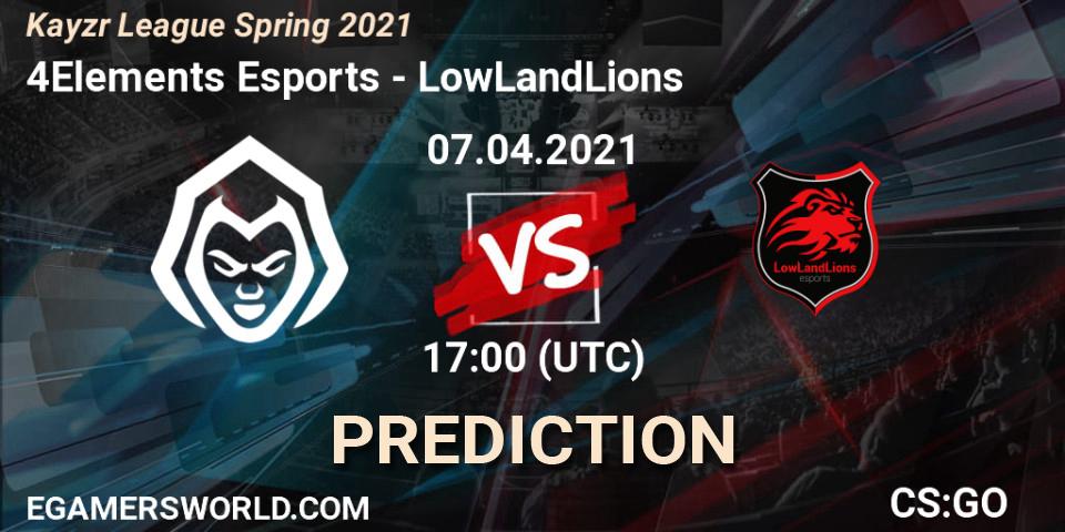 Pronósticos 4Elements Esports - LowLandLions. 07.04.2021 at 17:00. Kayzr League Spring 2021 - Counter-Strike (CS2)