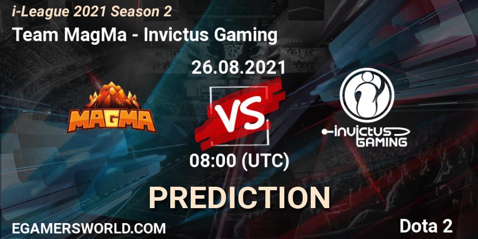Pronósticos Team MagMa - Invictus Gaming. 26.08.2021 at 08:01. i-League 2021 Season 2 - Dota 2