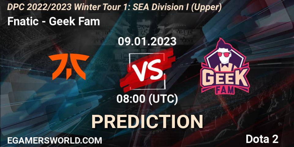 Pronósticos Fnatic - Geek Fam. 09.01.23. DPC 2022/2023 Winter Tour 1: SEA Division I (Upper) - Dota 2