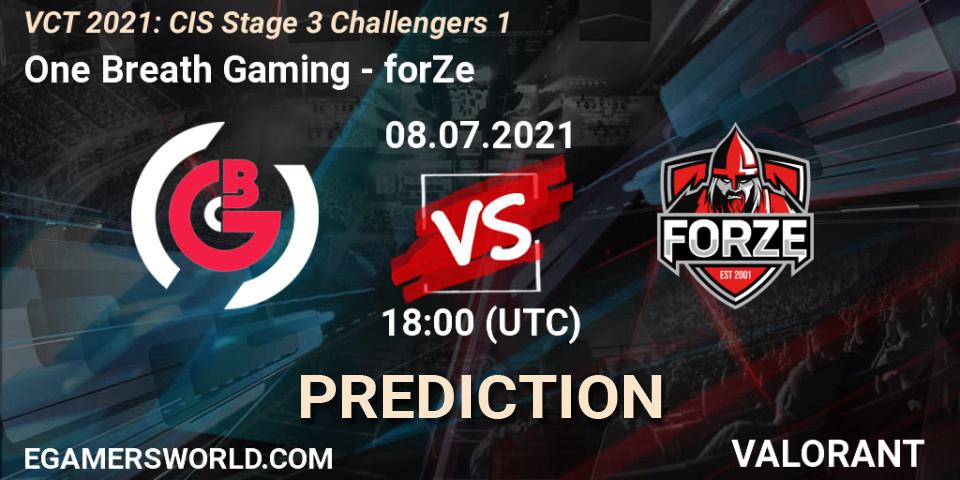 Pronósticos One Breath Gaming - forZe. 08.07.2021 at 18:00. VCT 2021: CIS Stage 3 Challengers 1 - VALORANT