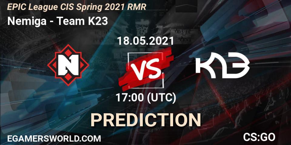 Pronósticos Nemiga - Team K23. 18.05.2021 at 17:10. EPIC League CIS Spring 2021 RMR - Counter-Strike (CS2)