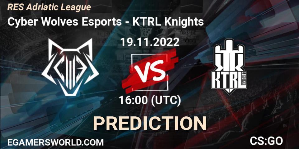 Pronósticos Cyber Wolves Esports - KTRL Knights. 22.11.2022 at 17:00. RES Adriatic League - Counter-Strike (CS2)