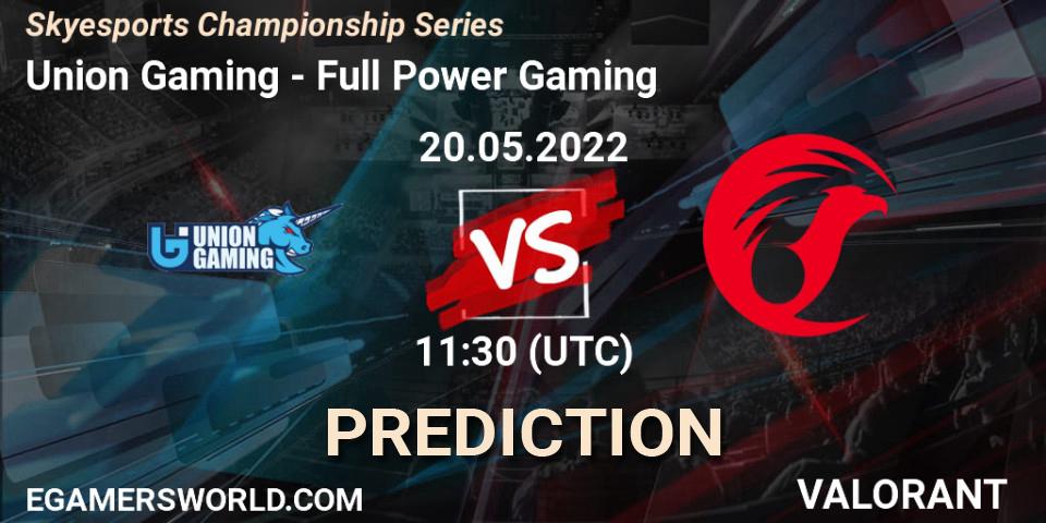 Pronósticos Union Gaming - Full Power Gaming. 20.05.2022 at 14:30. Skyesports Championship Series - VALORANT