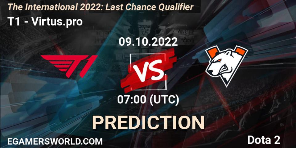 Pronósticos T1 - Virtus.pro. 09.10.22. The International 2022: Last Chance Qualifier - Dota 2