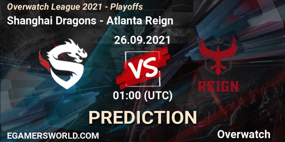 Pronósticos Shanghai Dragons - Atlanta Reign. 26.09.2021 at 01:00. Overwatch League 2021 - Playoffs - Overwatch