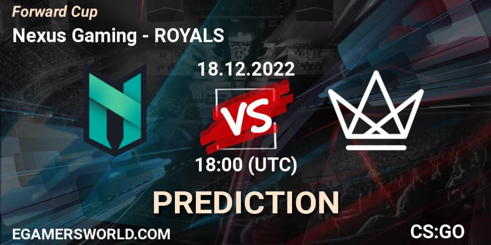 Pronósticos Nexus Gaming - ROYALS. 18.12.2022 at 18:00. Forward Cup - Counter-Strike (CS2)