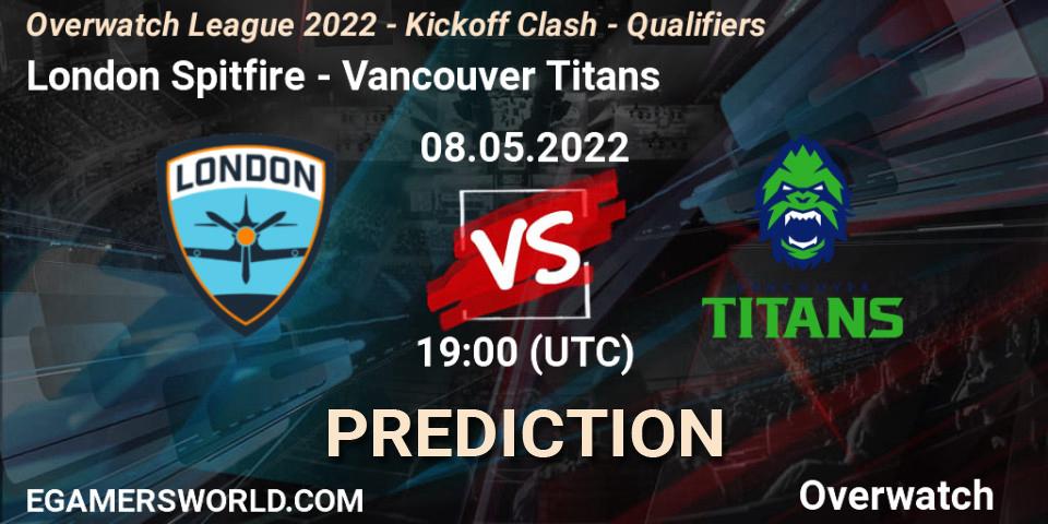 Pronósticos London Spitfire - Vancouver Titans. 08.05.22. Overwatch League 2022 - Kickoff Clash - Qualifiers - Overwatch