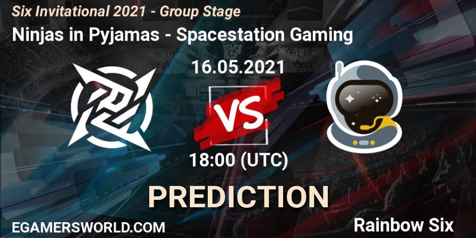 Pronósticos Ninjas in Pyjamas - Spacestation Gaming. 16.05.2021 at 18:00. Six Invitational 2021 - Group Stage - Rainbow Six