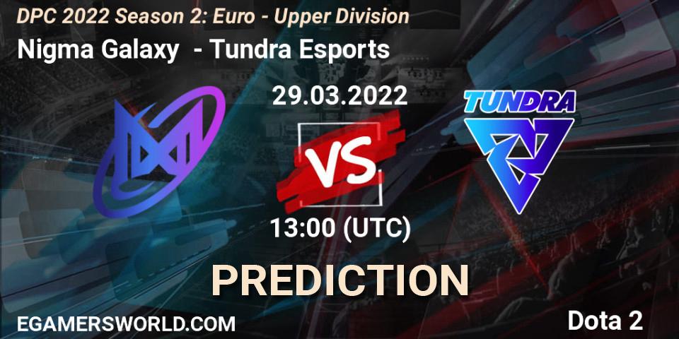 Pronósticos Nigma Galaxy - Tundra Esports. 29.03.2022 at 12:55. DPC 2021/2022 Tour 2 (Season 2): WEU (Euro) Divison I (Upper) - DreamLeague Season 17 - Dota 2