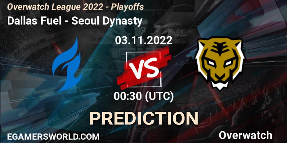 Pronósticos Dallas Fuel - Seoul Dynasty. 03.11.22. Overwatch League 2022 - Playoffs - Overwatch