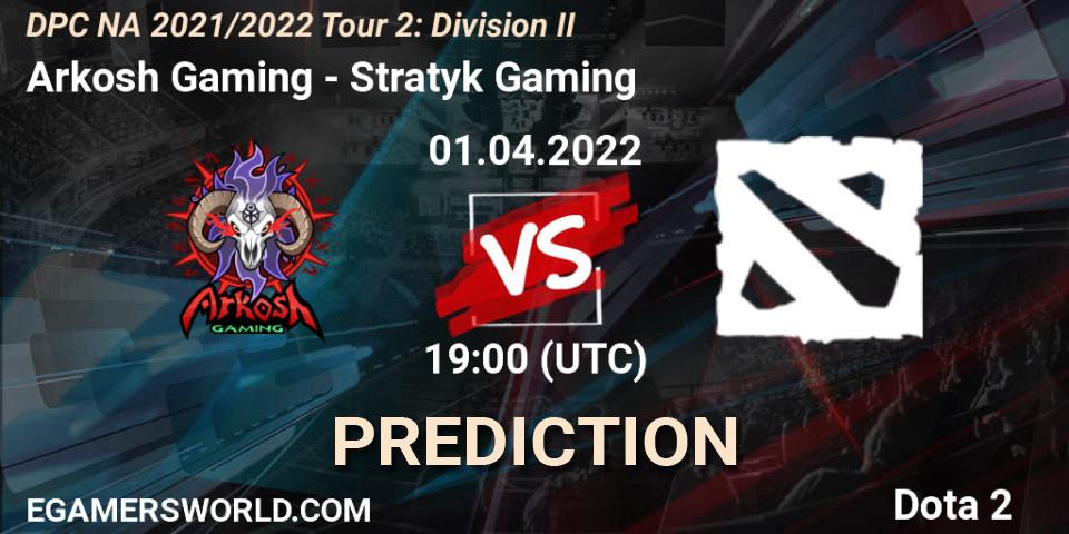 Pronósticos Arkosh Gaming - Stratyk Gaming. 01.04.2022 at 19:07. DP 2021/2022 Tour 2: NA Division II (Lower) - ESL One Spring 2022 - Dota 2