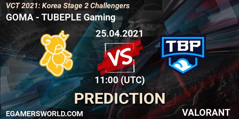 Pronósticos GOMA - TUBEPLE Gaming. 25.04.2021 at 11:00. VCT 2021: Korea Stage 2 Challengers - VALORANT