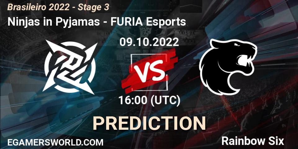 Pronósticos Ninjas in Pyjamas - FURIA Esports. 09.10.2022 at 16:00. Brasileirão 2022 - Stage 3 - Rainbow Six