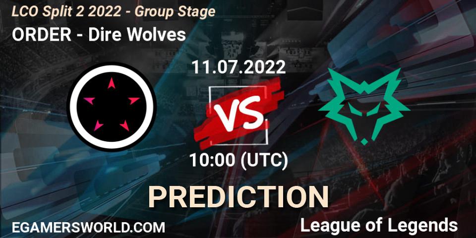 Pronósticos ORDER - Dire Wolves. 11.07.22. LCO Split 2 2022 - Group Stage - LoL