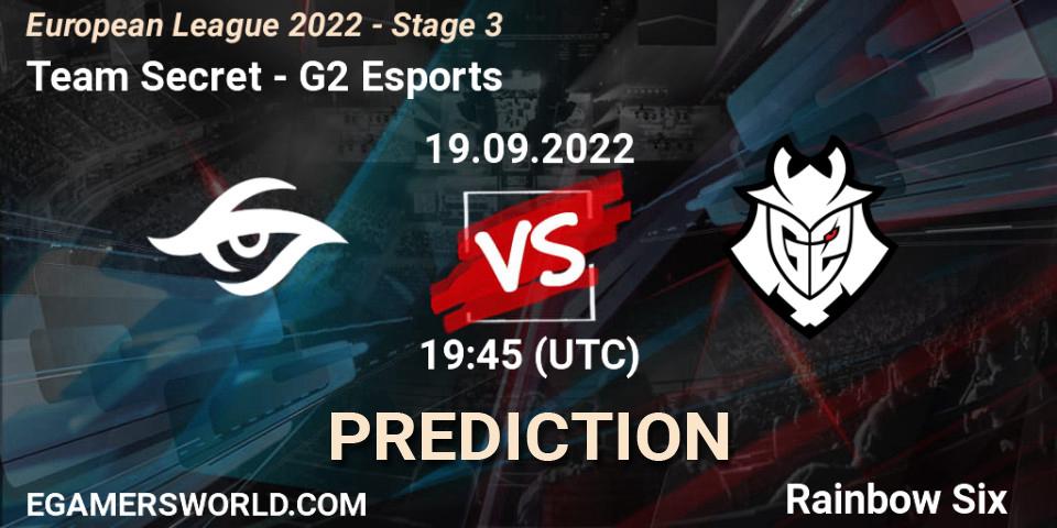 Pronósticos Team Secret - G2 Esports. 19.09.22. European League 2022 - Stage 3 - Rainbow Six
