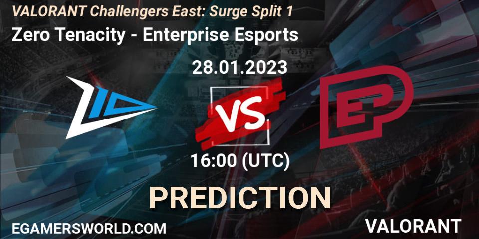 Pronósticos Zero Tenacity - Enterprise Esports. 28.01.23. VALORANT Challengers 2023 East: Surge Split 1 - VALORANT