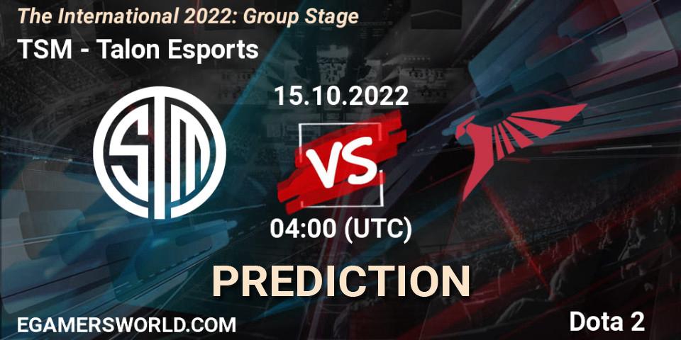 Pronósticos TSM - Talon Esports. 15.10.22. The International 2022: Group Stage - Dota 2