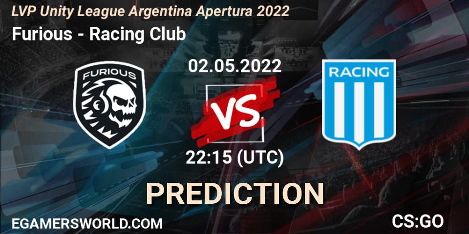 Pronósticos Furious - Racing Club. 02.05.22. LVP Unity League Argentina Apertura 2022 - CS2 (CS:GO)