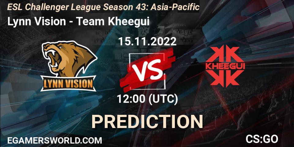 Pronósticos Lynn Vision - Team Kheegui. 15.11.2022 at 12:00. ESL Challenger League Season 43: Asia-Pacific - Counter-Strike (CS2)