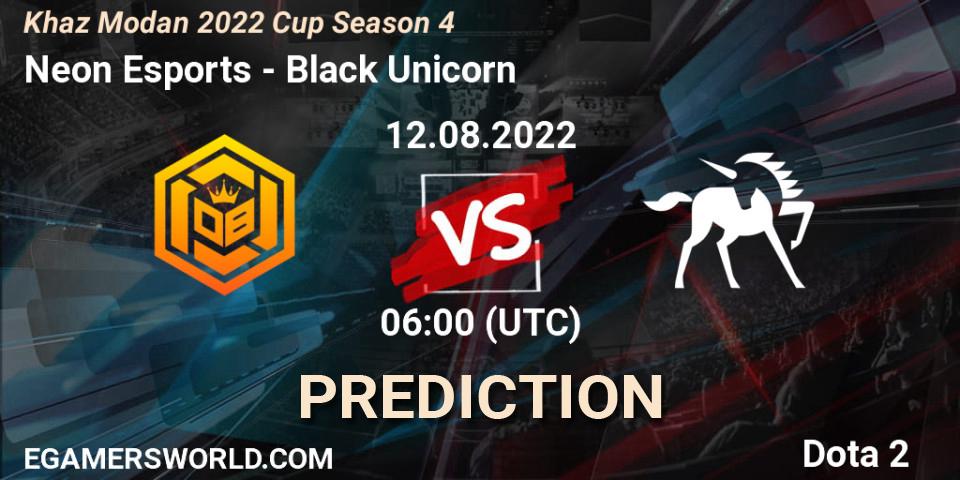 Pronósticos Neon Esports - Black Unicorn. 12.08.2022 at 06:21. Khaz Modan 2022 Cup Season 4 - Dota 2