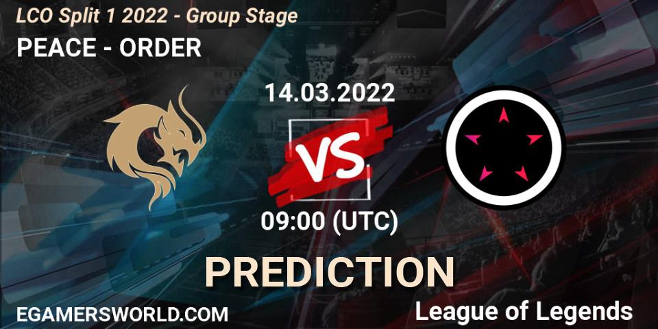 Pronósticos PEACE - ORDER. 14.03.22. LCO Split 1 2022 - Group Stage - LoL