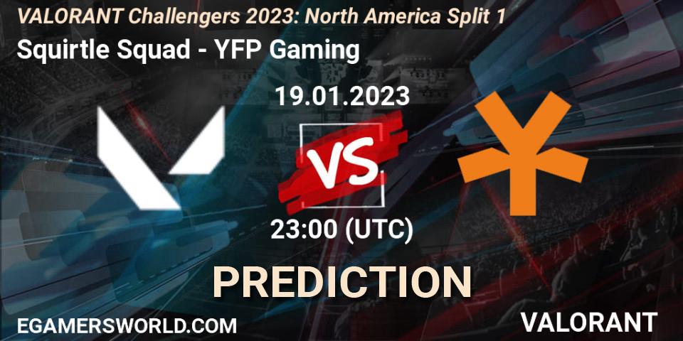 Pronósticos Squirtle Squad - YFP Gaming. 19.01.2023 at 23:00. VALORANT Challengers 2023: North America Split 1 - VALORANT