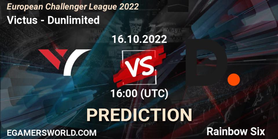 Pronósticos Victus - Dunlimited. 21.10.2022 at 16:00. European Challenger League 2022 - Rainbow Six