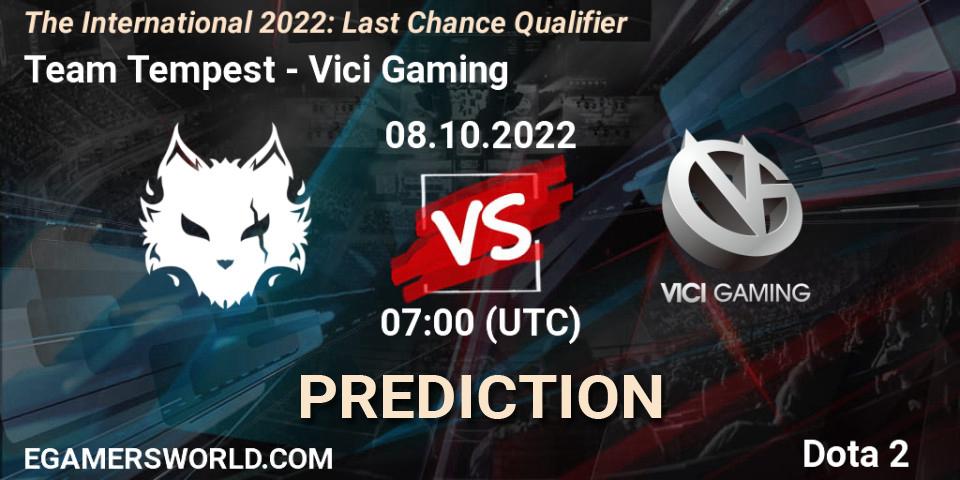 Pronósticos Team Tempest - Vici Gaming. 08.10.22. The International 2022: Last Chance Qualifier - Dota 2